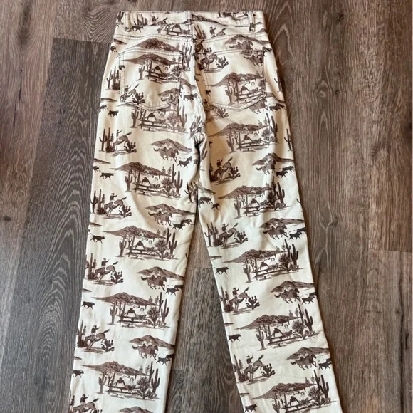 Reformation High Rise Jeans in Cream and Brown - Picture 4 of 5